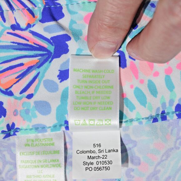 Lilly Pulitzer Luxletic Shorts Blue Purple Pink Shells Nautical Women Size 14 - Picture 10 of 14